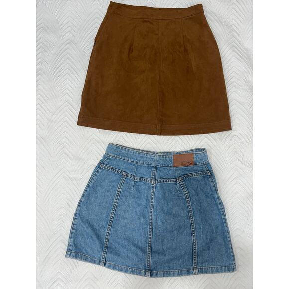 Abercrombie & Fitch Brown Suede Mini Skirt XS + I Love 47 Denim Skirt   Sale!!! - Picture 9 of 11